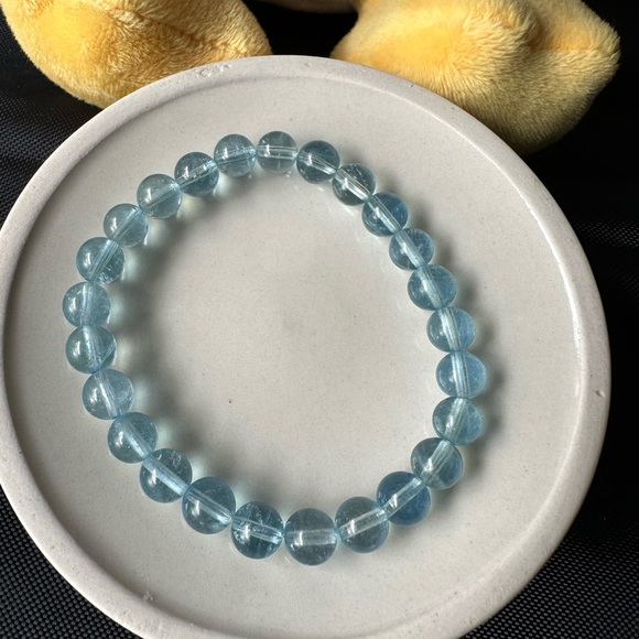 100% Natural 7mm aquamarine beads bracelet - Picture 14 of 15